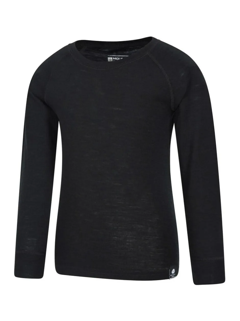 Mountain Warehouse Merino II Kids Round Neck Thermal Top Black Online
