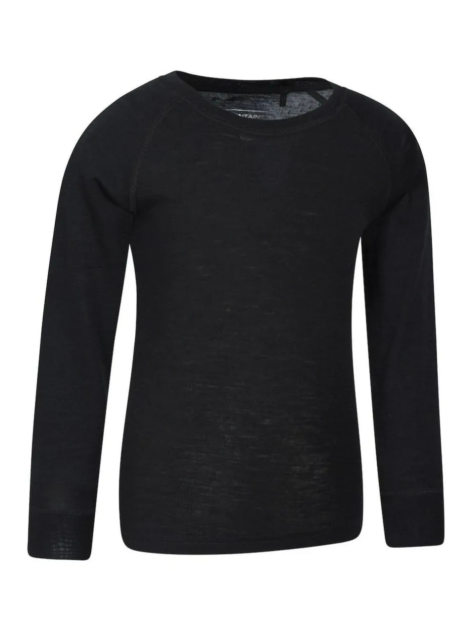 Mountain Warehouse Merino II Kids Round Neck Thermal Top Black Online