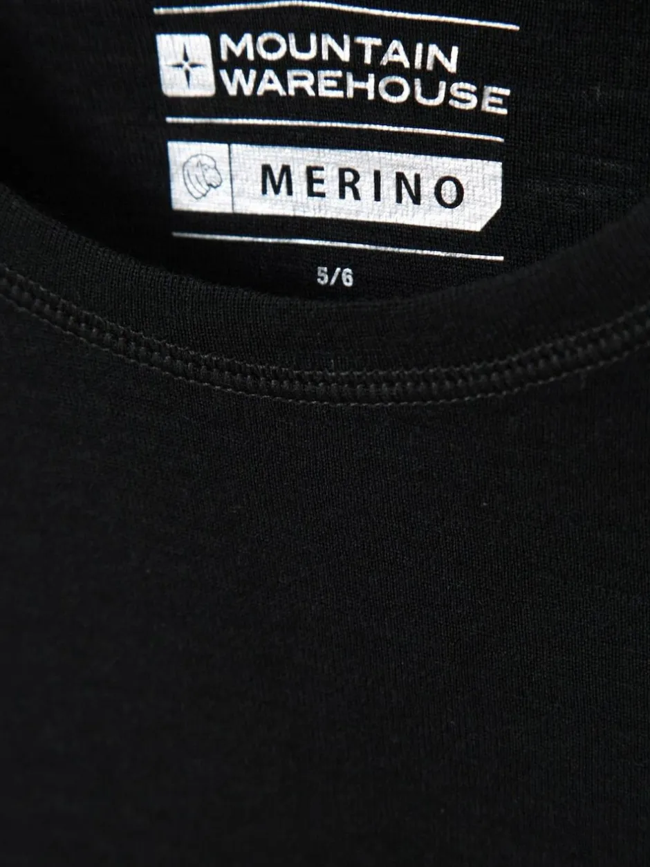Mountain Warehouse Merino II Kids Round Neck Thermal Top Black Online