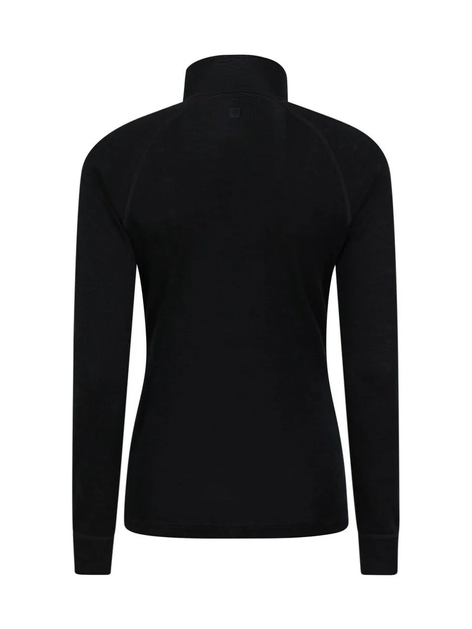 Mountain Warehouse Black Womens Merino Zip Neck Thermal Top Outlet