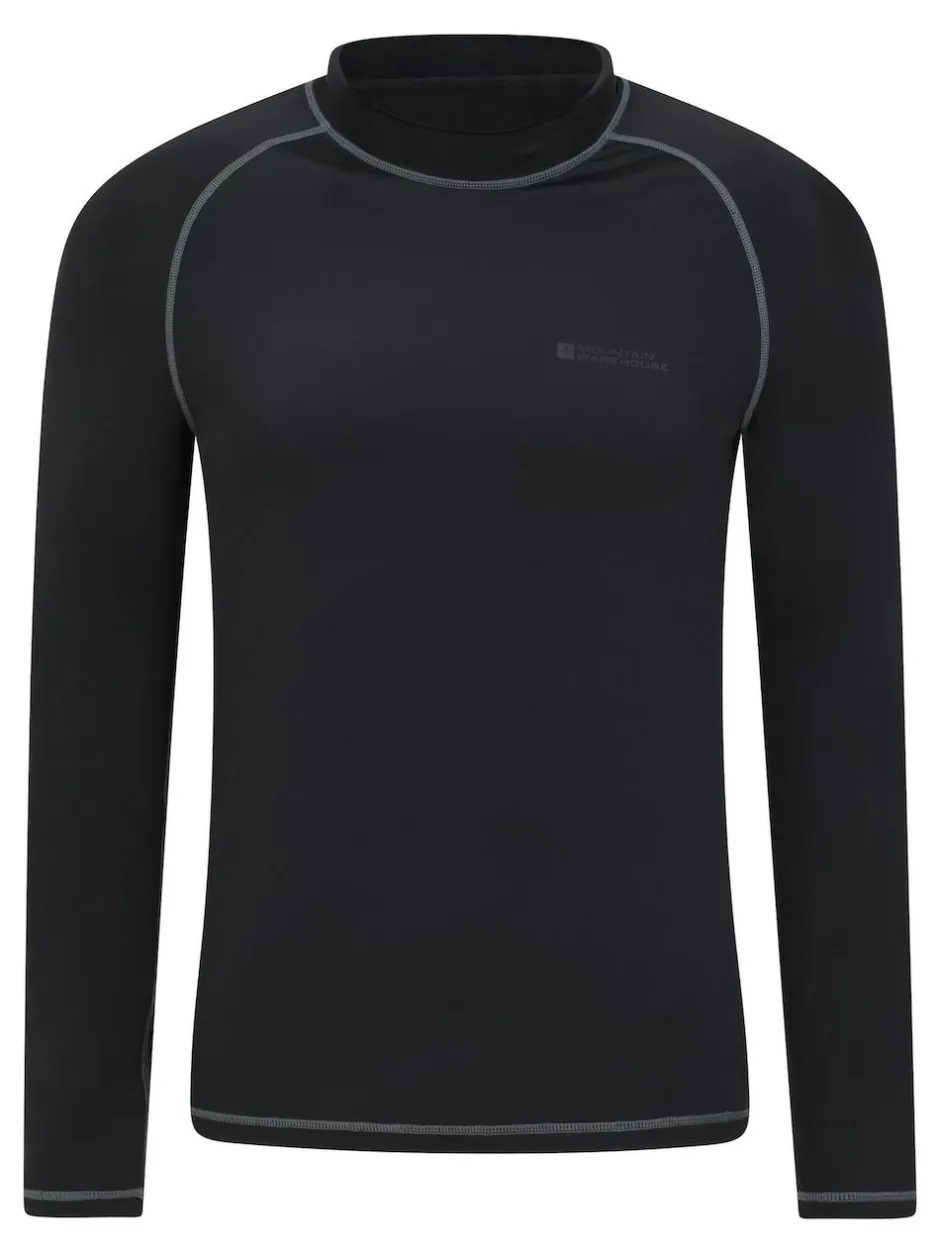 Mountain Warehouse Mens Long Sleeve Rash Vest Black Clearance