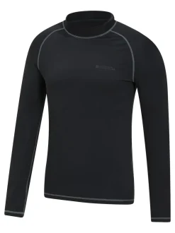 Mountain Warehouse Mens Long Sleeve Rash Vest Black Clearance