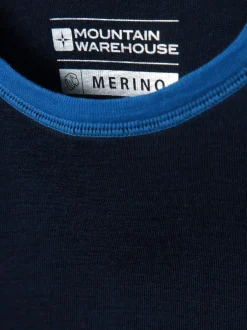 Mountain Warehouse Merino II Kids Round Neck Thermal Top Blue Hot