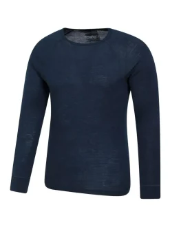 Mountain Warehouse Merino Mens Round Neck Thermal Top Blue Sale