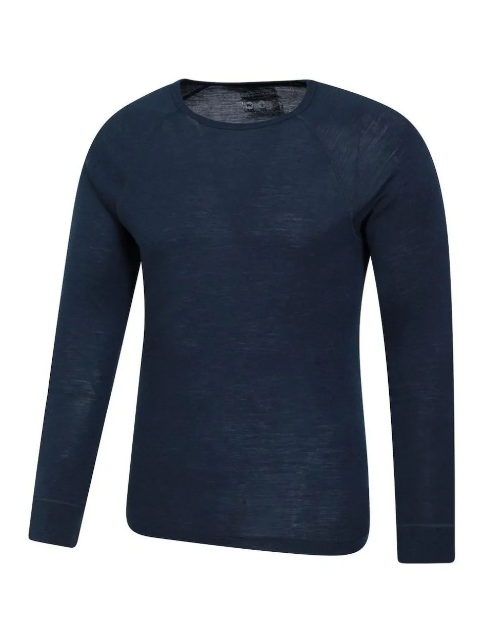 Mountain Warehouse Merino Mens Round Neck Thermal Top Blue Sale