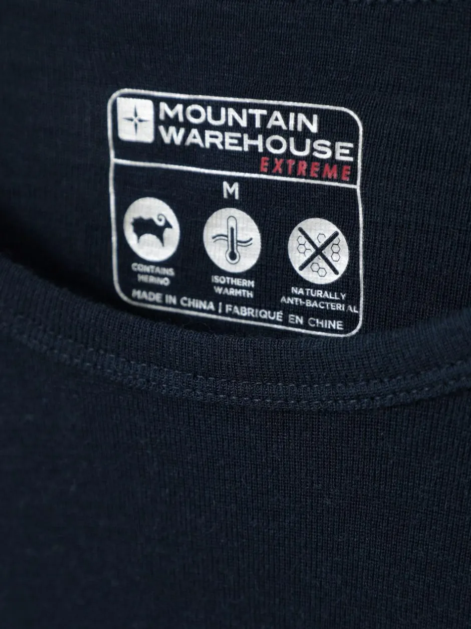 Mountain Warehouse Merino Mens Round Neck Thermal Top Blue Sale