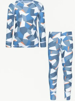 Mountain Warehouse Blue Talus Printed Baselayer-Top & Pants Set Sale