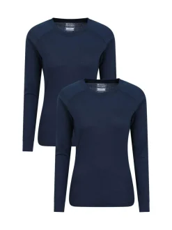 Mountain Warehouse Womens Talus Thermal Tops 2 Pack Blue Sale