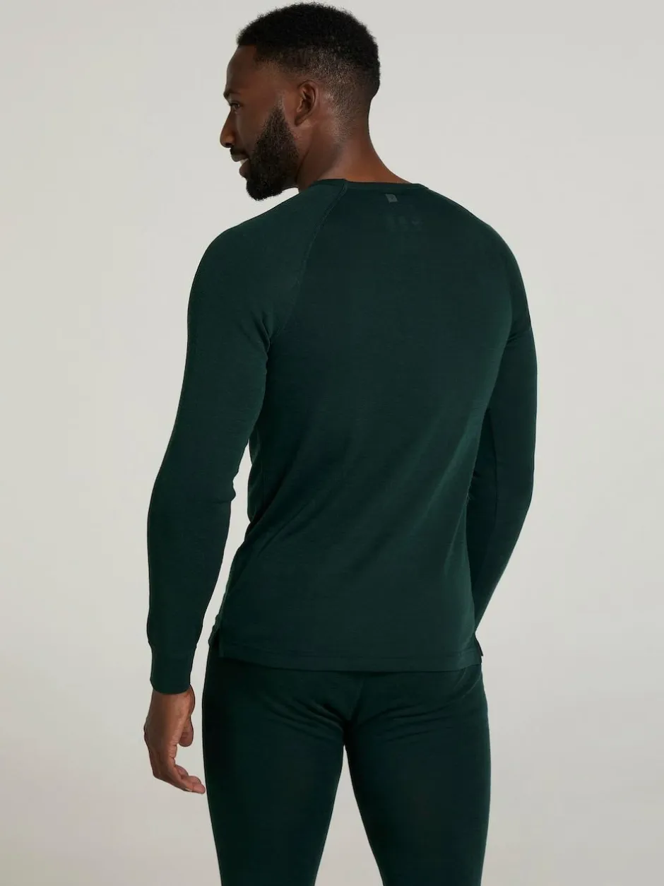 Mountain Warehouse Merino Mens Round Neck Thermal Top Green New