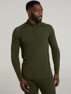 Mountain Warehouse Mens Talus Quarter Zip Thermal Top Green Best