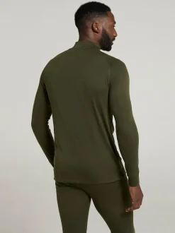 Mountain Warehouse Mens Talus Quarter Zip Thermal Top Green Best