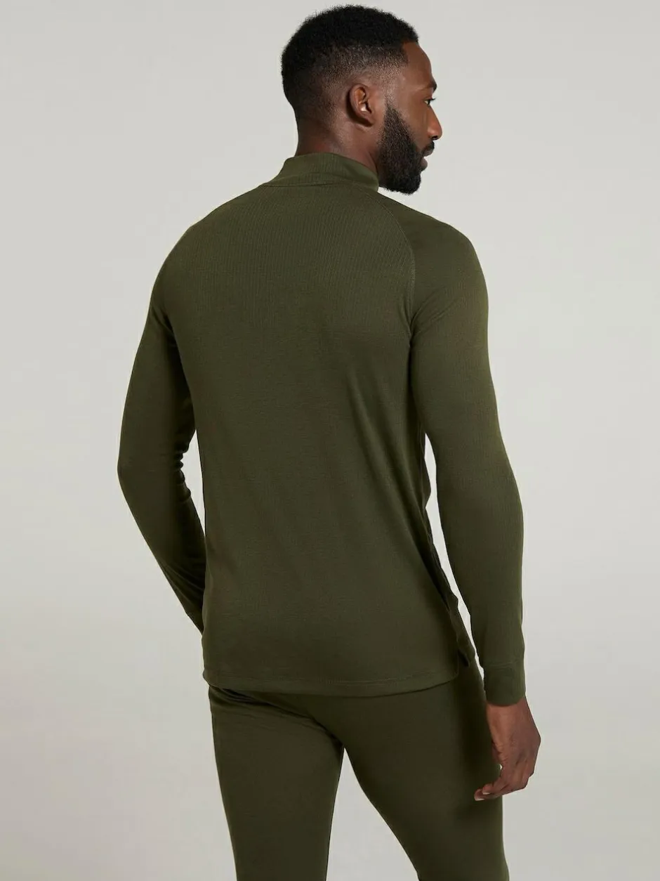 Mountain Warehouse Mens Talus Quarter Zip Thermal Top Green Best