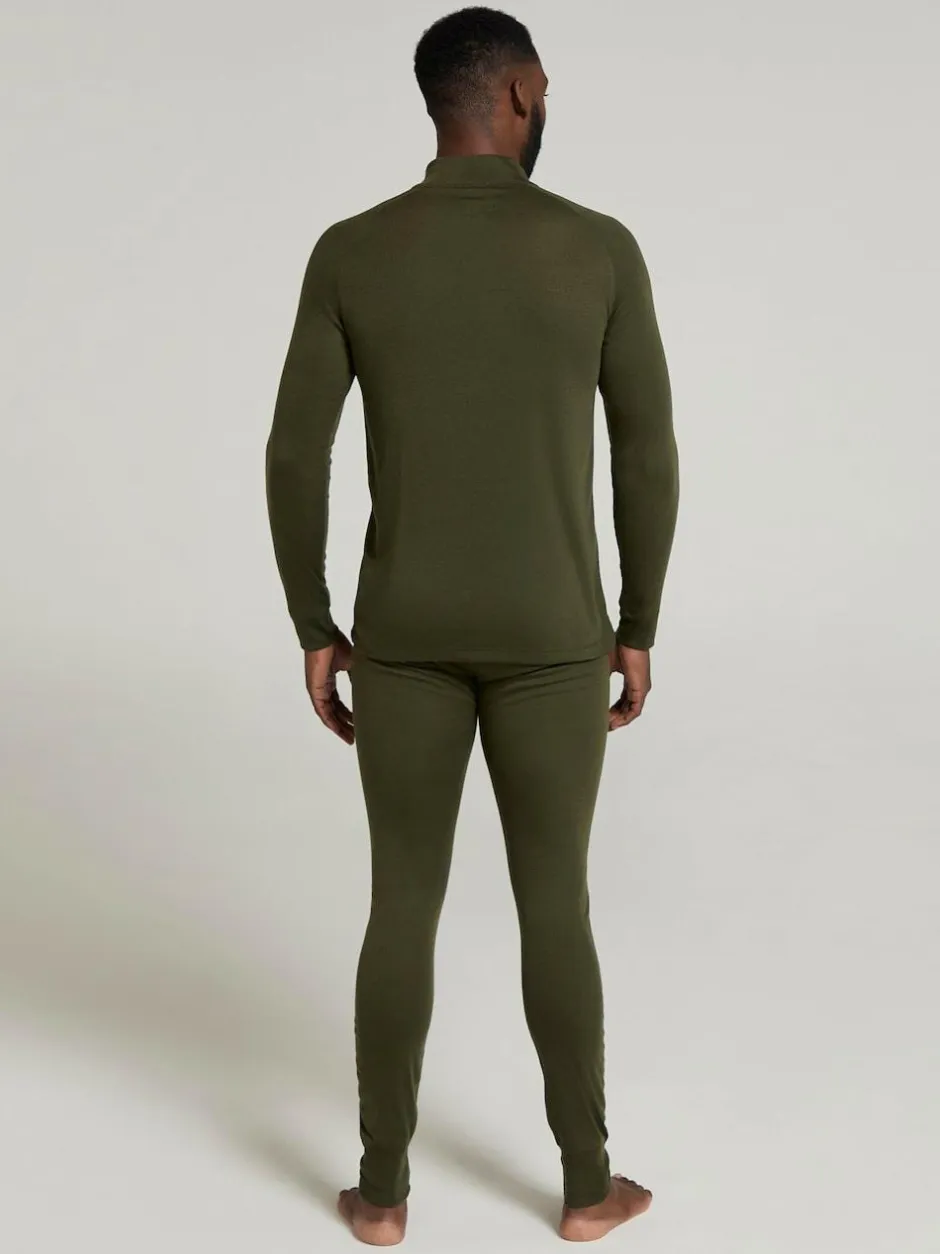 Mountain Warehouse Mens Talus Quarter Zip Thermal Top Green Best