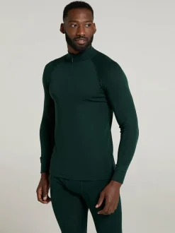 Mountain Warehouse Green Merino II Mens Zip Neck Base Layer Top Clearance