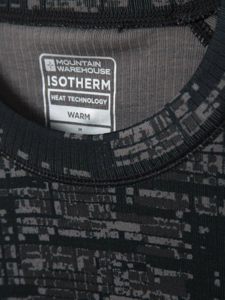 Mountain Warehouse Green/Grey Talus Mens Printed Thermal Top New