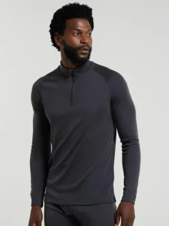 Mountain Warehouse Mens Talus Quarter Zip Thermal Top Grey