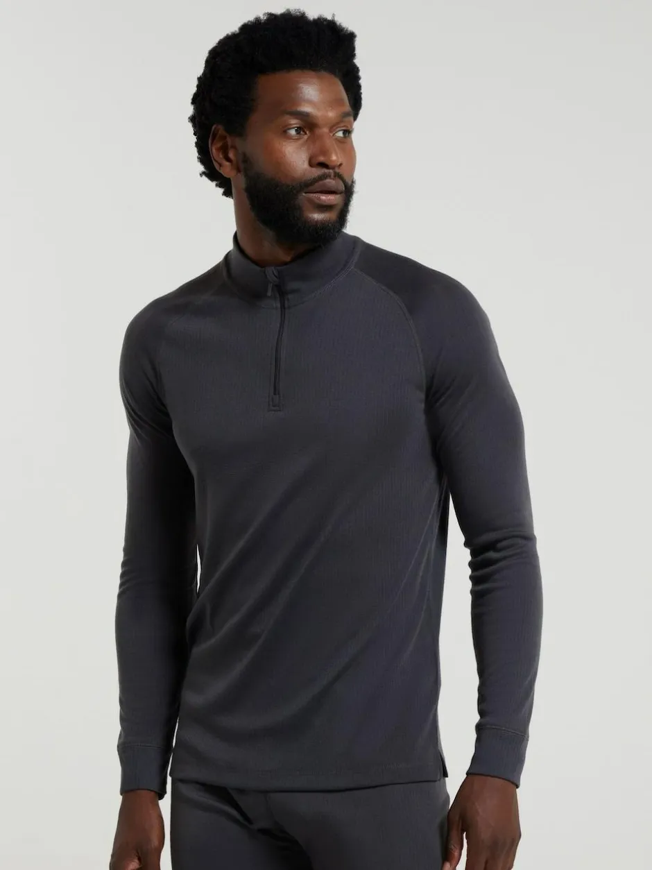 Mountain Warehouse Mens Talus Quarter Zip Thermal Top Grey