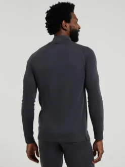 Mountain Warehouse Mens Talus Quarter Zip Thermal Top Grey