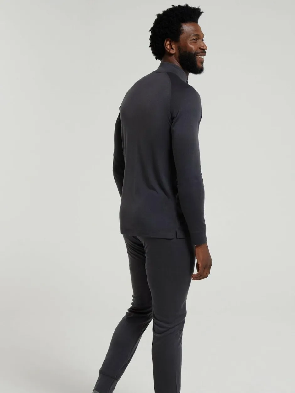 Mountain Warehouse Mens Talus Quarter Zip Thermal Top Grey