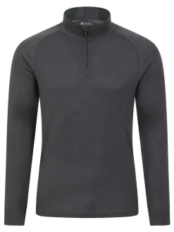 Mountain Warehouse Mens Talus Quarter Zip Thermal Top Grey