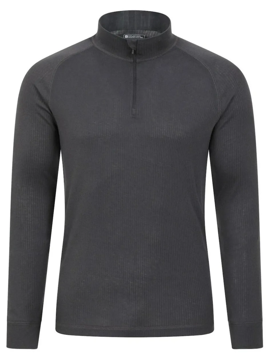 Mountain Warehouse Mens Talus Quarter Zip Thermal Top Grey