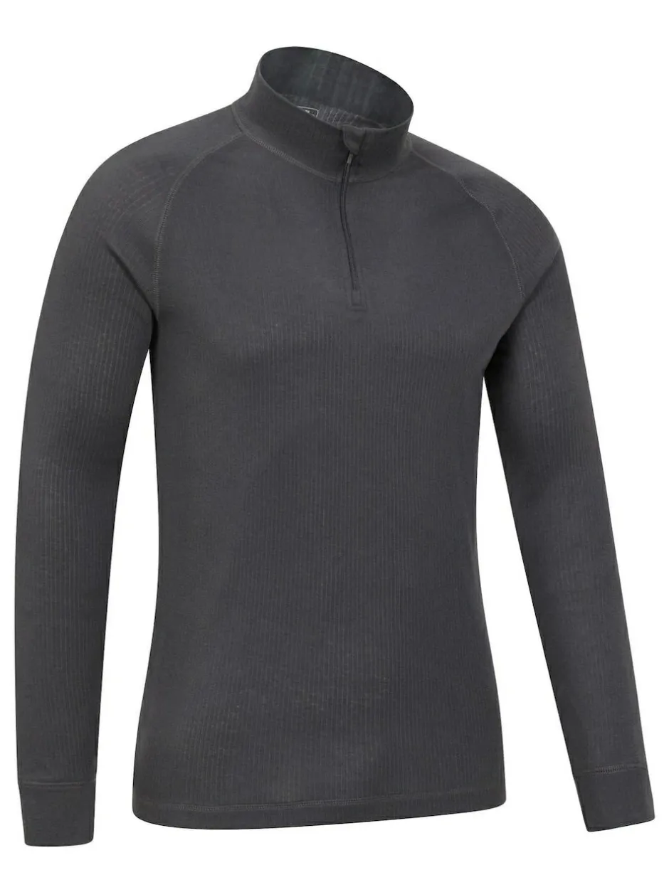 Mountain Warehouse Mens Talus Quarter Zip Thermal Top Grey