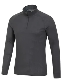 Mountain Warehouse Mens Talus Quarter Zip Thermal Top Grey
