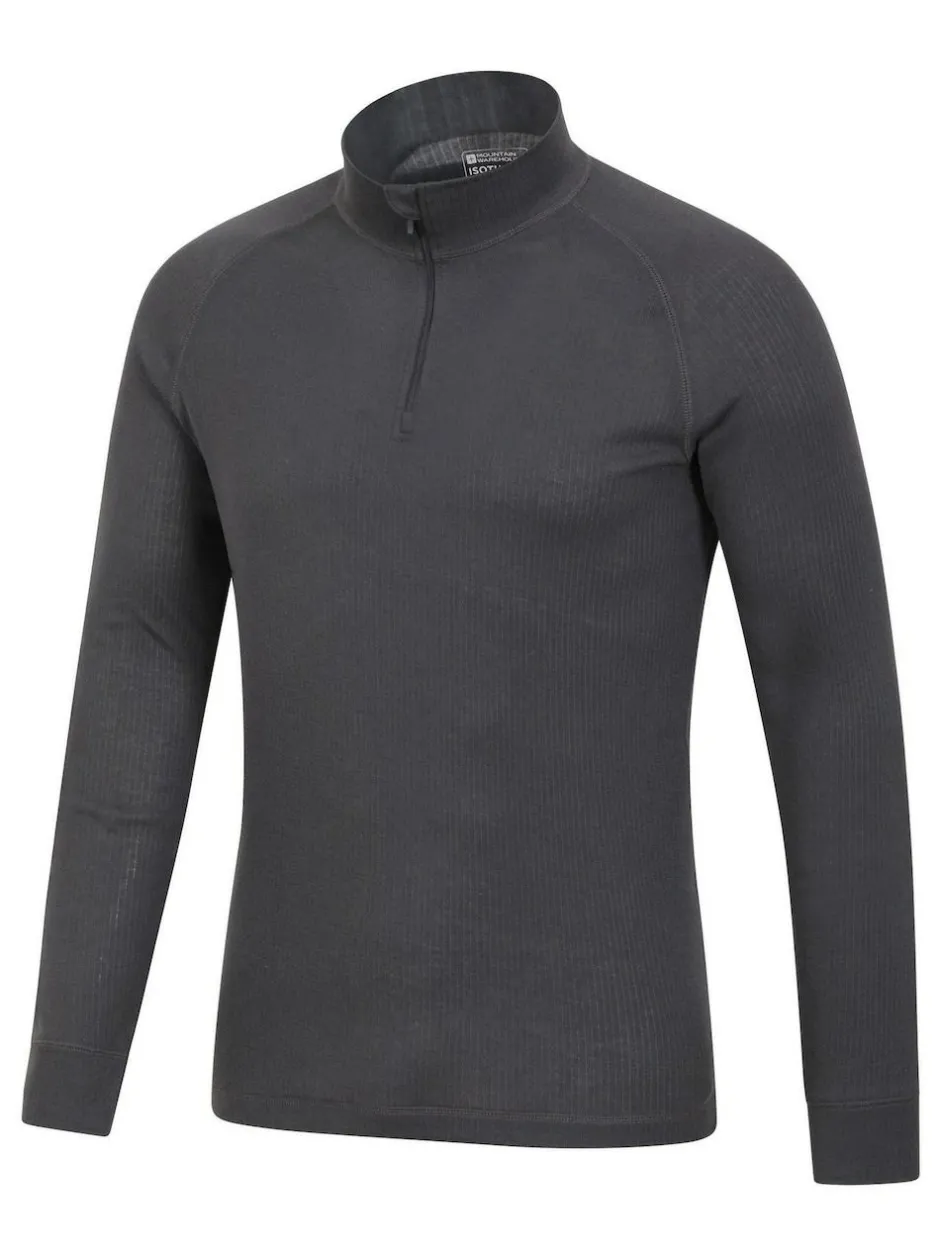 Mountain Warehouse Mens Talus Quarter Zip Thermal Top Grey