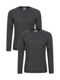 Mountain Warehouse Talus Mens Thermal Tops 2 Pack Grey Clearance