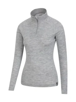 Mountain Warehouse Grey Womens Merino Zip Neck Thermal Top Best