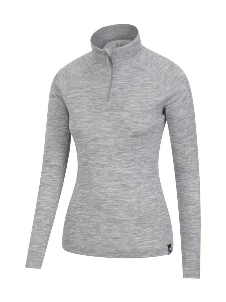 Mountain Warehouse Grey Womens Merino Zip Neck Thermal Top Best
