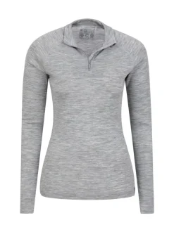 Mountain Warehouse Grey Womens Merino Zip Neck Thermal Top Best