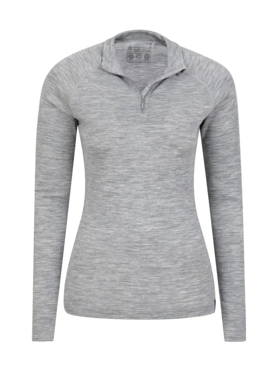 Mountain Warehouse Grey Womens Merino Zip Neck Thermal Top Best