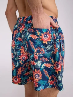 Mountain Warehouse Pink Mens Aruba Printed Quick Drying Swimshorts with UV Max Protection Outlet