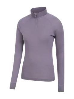 Mountain Warehouse Purple Womens Merino Zip Neck Thermal Top Best