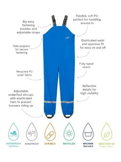 Muddy Puddles Rainy Day Waterproof Dungarees Blue Outlet