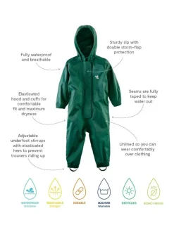 Muddy Puddles Originals Waterproof All-In-One Puddlesuit Green Clearance