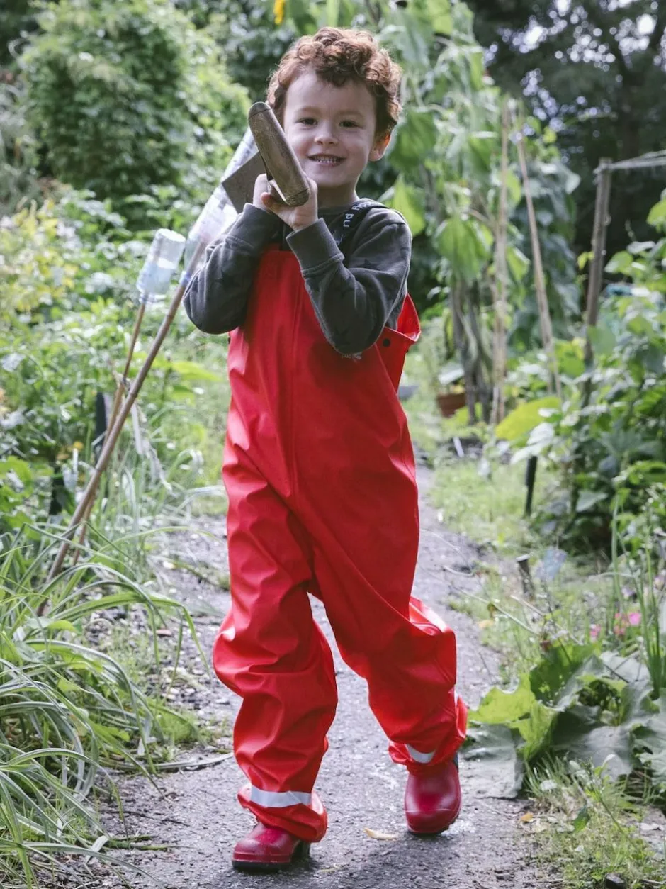 Muddy Puddles Rainy Day Waterproof Dungarees Red Discount