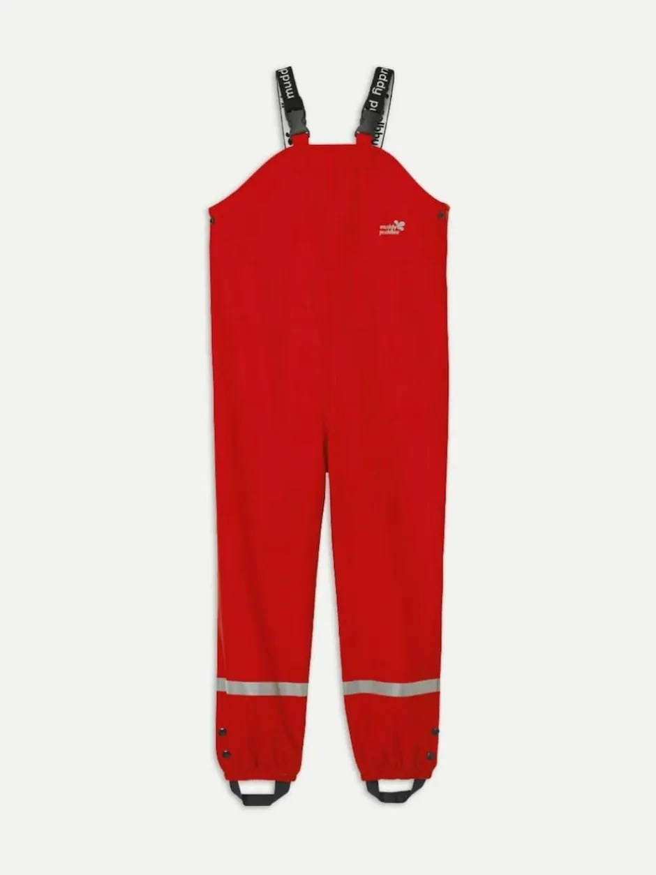 Muddy Puddles Rainy Day Waterproof Dungarees Red Discount