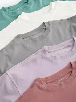 Next Multi 100% Cotton Boxy Short Sleeve T-Shirts 5 Pack Discount