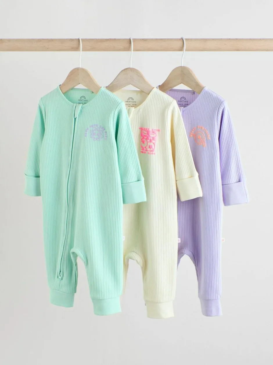 Next Multi 3 Pack Two Way Zip Baby Sleepsuits (0mths-3yrs) Hot