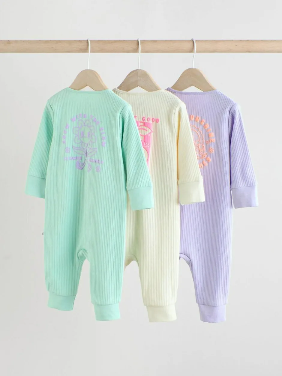 Next Multi 3 Pack Two Way Zip Baby Sleepsuits (0mths-3yrs) Hot