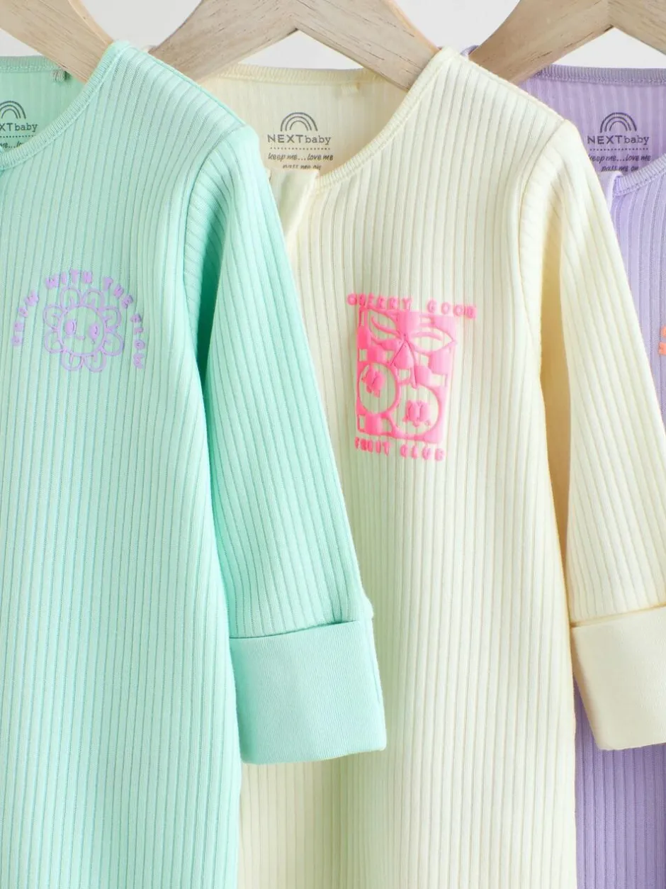 Next Multi 3 Pack Two Way Zip Baby Sleepsuits (0mths-3yrs) Hot