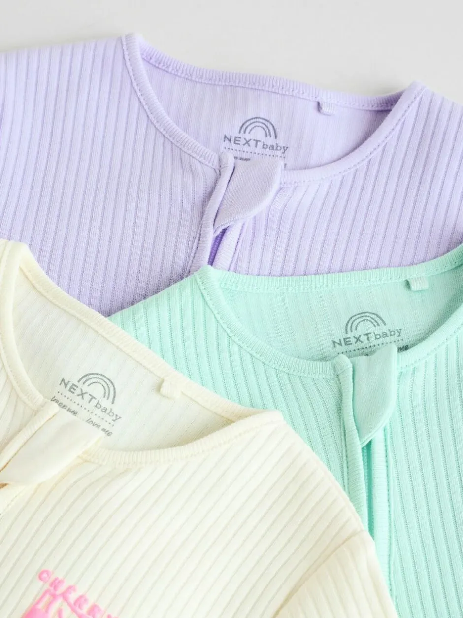 Next Multi 3 Pack Two Way Zip Baby Sleepsuits (0mths-3yrs) Hot