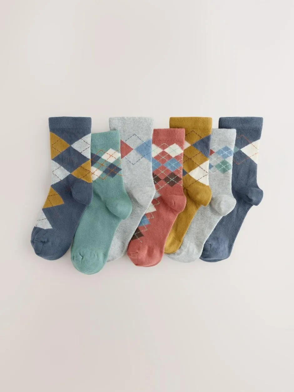 Next Multi Argyle Cotton Rich Socks 7 Pack Clearance