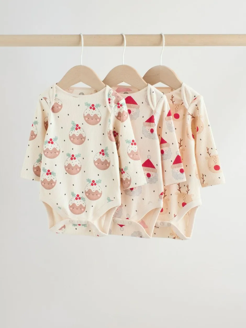 Next Multi Baby Christmas Bodysuits 3 Pack