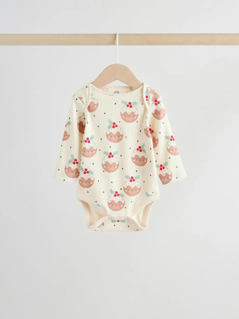 Next Multi Baby Christmas Bodysuits 3 Pack