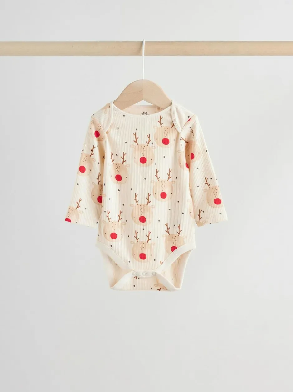 Next Multi Baby Christmas Bodysuits 3 Pack
