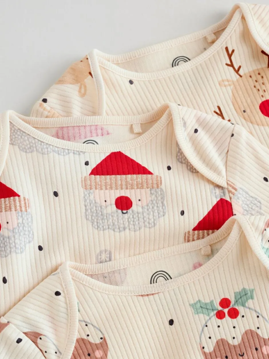 Next Multi Baby Christmas Bodysuits 3 Pack