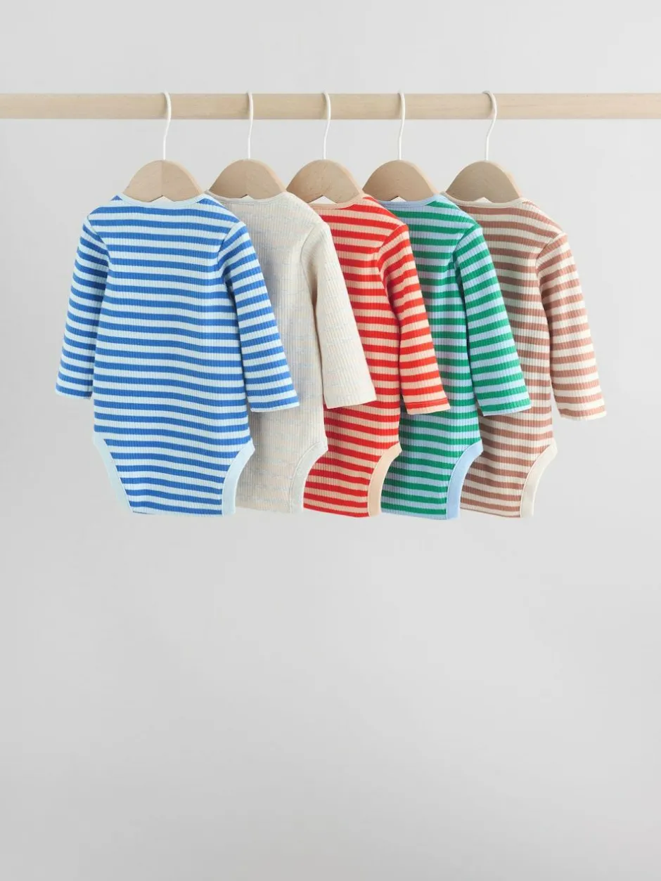 Next Baby Long Sleeve Bodysuits 5 Pack Multi New